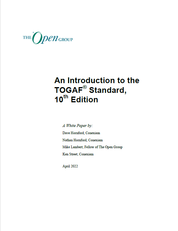 Introdução ao Padrão TOGAF, Capa da 10ª Edição Introdução ao Padrão TOGAF, Capa da 10ª Edição